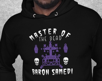 Sudadera unisex con capucha Voodoo Veve de Baron Samedi, Maestro de los Muertos, Ropa Voodoo Lwa, Sudadera con capucha premium