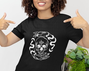 Voodoo Schädel T-Shirt, Voodoo Shirt, Schlangen, okkulte Hände, Papa Legba Voodoo Kleidung