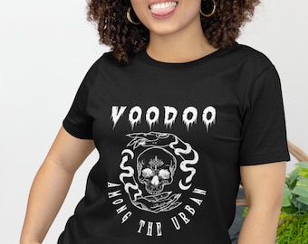 Camiseta unisex de calavera vudú, camiseta de ropa vudú, camiseta de serpiente, manos ocultas, Papa Legba veve, camisetas y tops gráficos