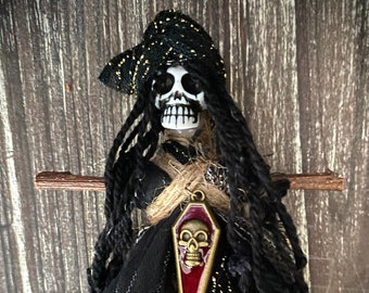 Voodoo Doll - Protection Doll, Miniatures, Intention Doll, Skull Doll, Juju Doll, Unique Gift, Hanging Talisman, Black Poppet, Spell Doll