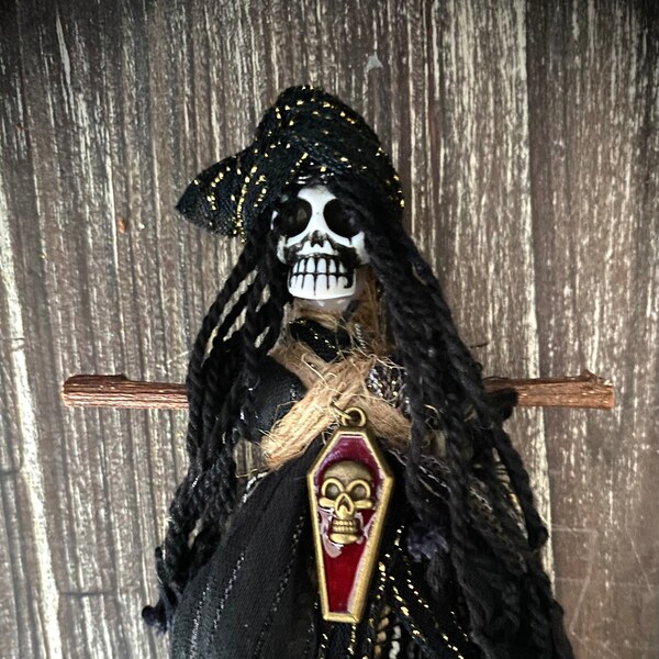 Voodoo Doll - Protection Doll, Miniatures, Intention Doll, Skull Doll, Juju Doll, Unique Gift, Hanging Talisman, Black Poppet, Spell Doll