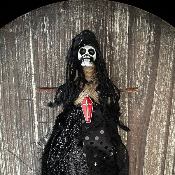 Voodoo Doll - Protection Doll, Miniatures, Intention Doll, Skull Doll, Juju Doll, Unique Gift, Hanging Talisman, Black Poppet, Spell Doll