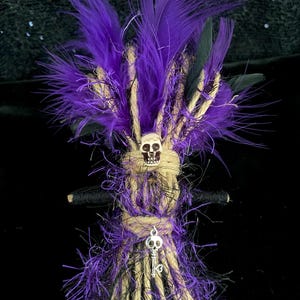 Voodoo-Inspired Purple Rope Doll - Ancestor Altar Decor, Gothic Folk Art, Spirit Doll, New-Orleans Style Poppet