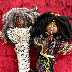 Ayida Wedo and Damballah Voodoo Altar Dolls, Voodoo Doll - The Rainbow Serpent, Lwa of Fertility and Wealth, Voodoo Lwa Spirit Dolls