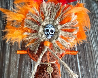 Orange Voodoo doll Poppet  - symbolic of road opening, opportunity, creativity, joy