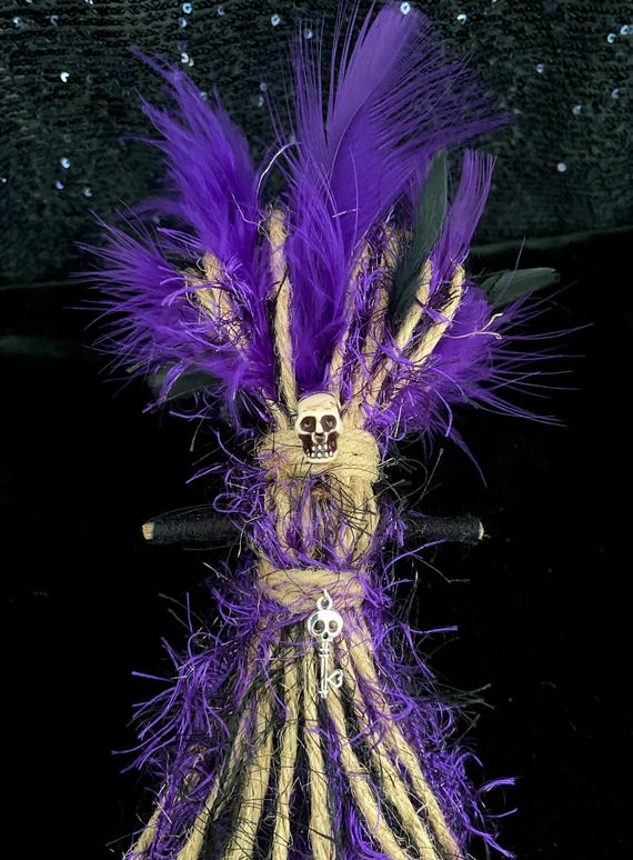 Voodoo-Inspired Purple Rope Doll - Ancestor Altar Decor, Gothic Folk Art, Spirit Doll, New-Orleans Style Poppet