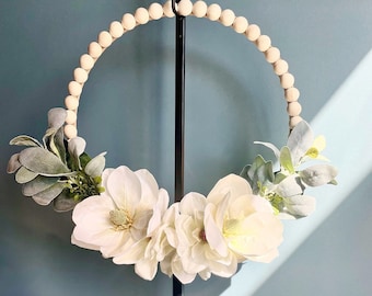 Split-Wood Bead Magnolia Wreath