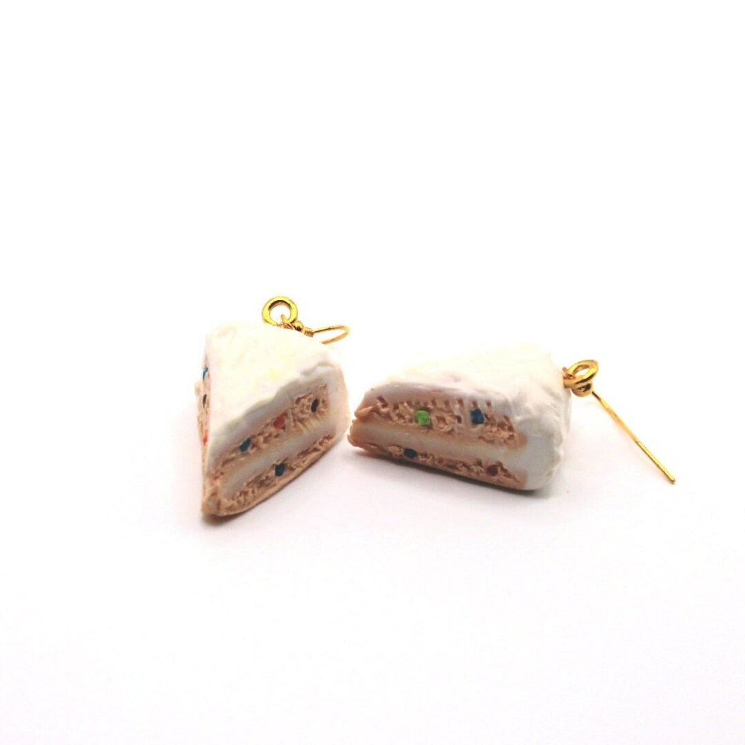 Confetti Cake Slice Earrings Realistic Handmade Polymer Clay Etsy