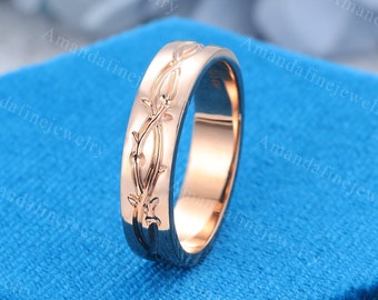 Unique wedding band solid gold Full eternity wedding band Filigree ring men Stacking Matching promise gift for him