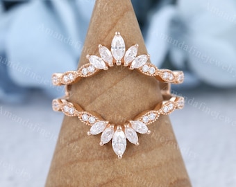 Rose gold Moissanit Vintage Ring Ehering geschwungen Vintage Ehering geschwungen Vintage Ehering Hochzeit Geschenk Hochzeit