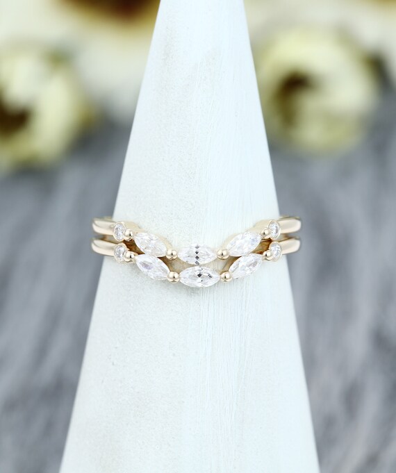 Details about / Round Natural Diamond Unique Dainty Stackable Wedding Band 14kt Real White Gold