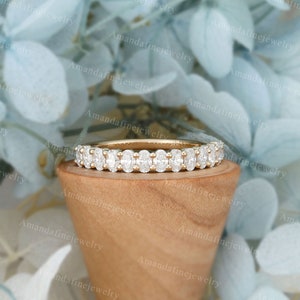 Oval Cut Moissanite Wedding Band Yellow Gold Wedding Band Vintage ...