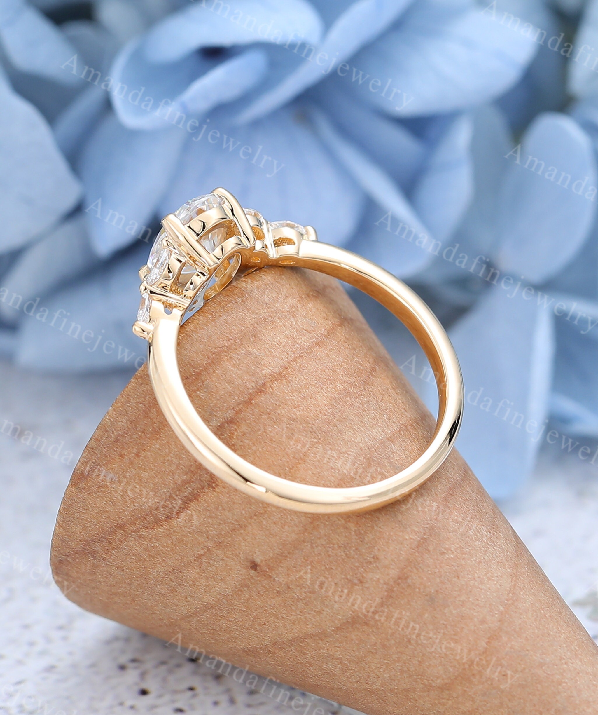 Oval Moissanite Engagement Ring Art Deco Yellow Gold Engagement Ring ...