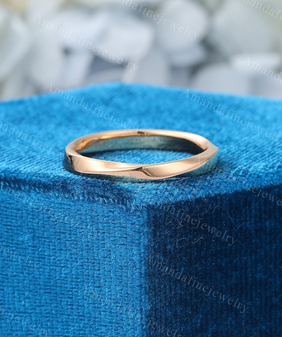 ゴールドトーン ツイストバンドリング 純金メンズリング ユニークな結婚指輪 ローズゴールド結婚指輪