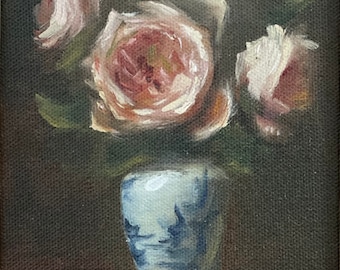 ART PRINT of my original oil painting Roses and Blue #1
