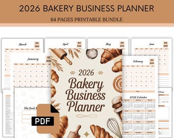 2026 Bakery Business Planner, Printable Recipe, Inventory, Budget (Instant Download)