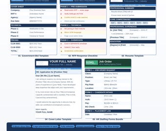 Government Contract Bid Proposal, RFP Checklist, Resume, Cover Letter, HR Forms, Instant Download