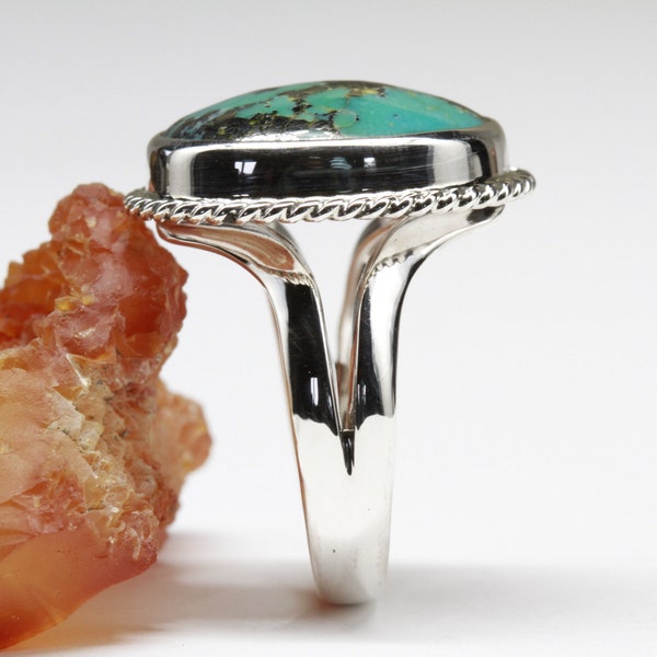Kingman Turquoise Ring Sterling Silver Ring Modern Southwestern Handmade Jewelry Gemstone Jewelry Gemstone Pendants