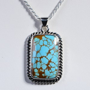 Turquoise Jewelry Number 8 Mine Turquoise Pendant 42x23x6.5mm Sterling Silver Pendant Handmade Jewelry Gemstone Jewelry Gemstone Pendants