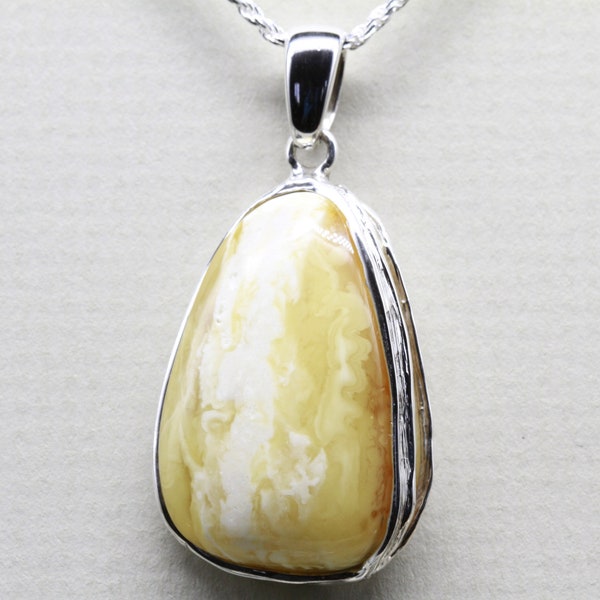 Butterscotch Amber Pendant 48x24x9.6mm Sterling Silver Pendant Handmade Jewelry Gemstone Jewelry Gemstone Pendants