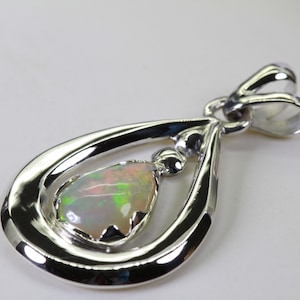 Ethiopian Opal Jewelry Opal Pendant 32x18x4mm Sterling Silver Pendant Handmade Jewelry Gemstone Jewelry Gemstone Pendants