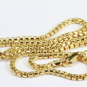 Box Chains 24k Vermeil Gold Plated Chains Necklaces 24k Vermeil Gold Plated Rounded Box Chains Gold Necklaces Jewelry