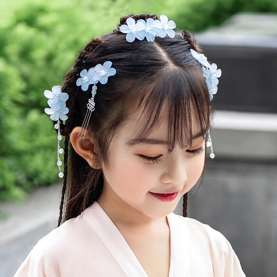 5pc/set Blue Fringed Hair Clips Chinese Hair Clips Simple Etsy