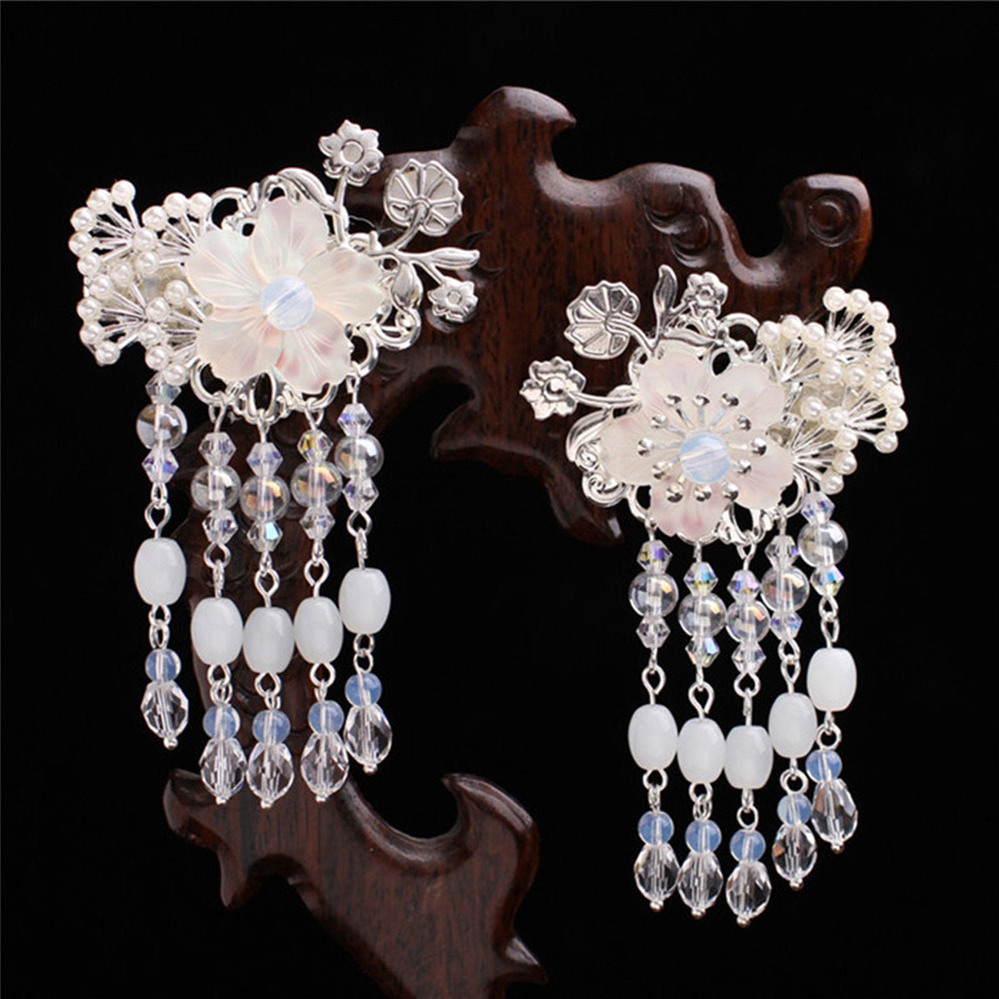 2pc/set Flower Tassel Hair Clips Chinese Hair Clips Women Etsy