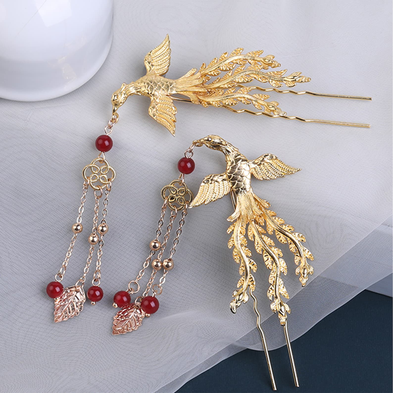 Phoenix Hairpin Hanfu Hair Ornament Fringed Hairpin Antique Etsy