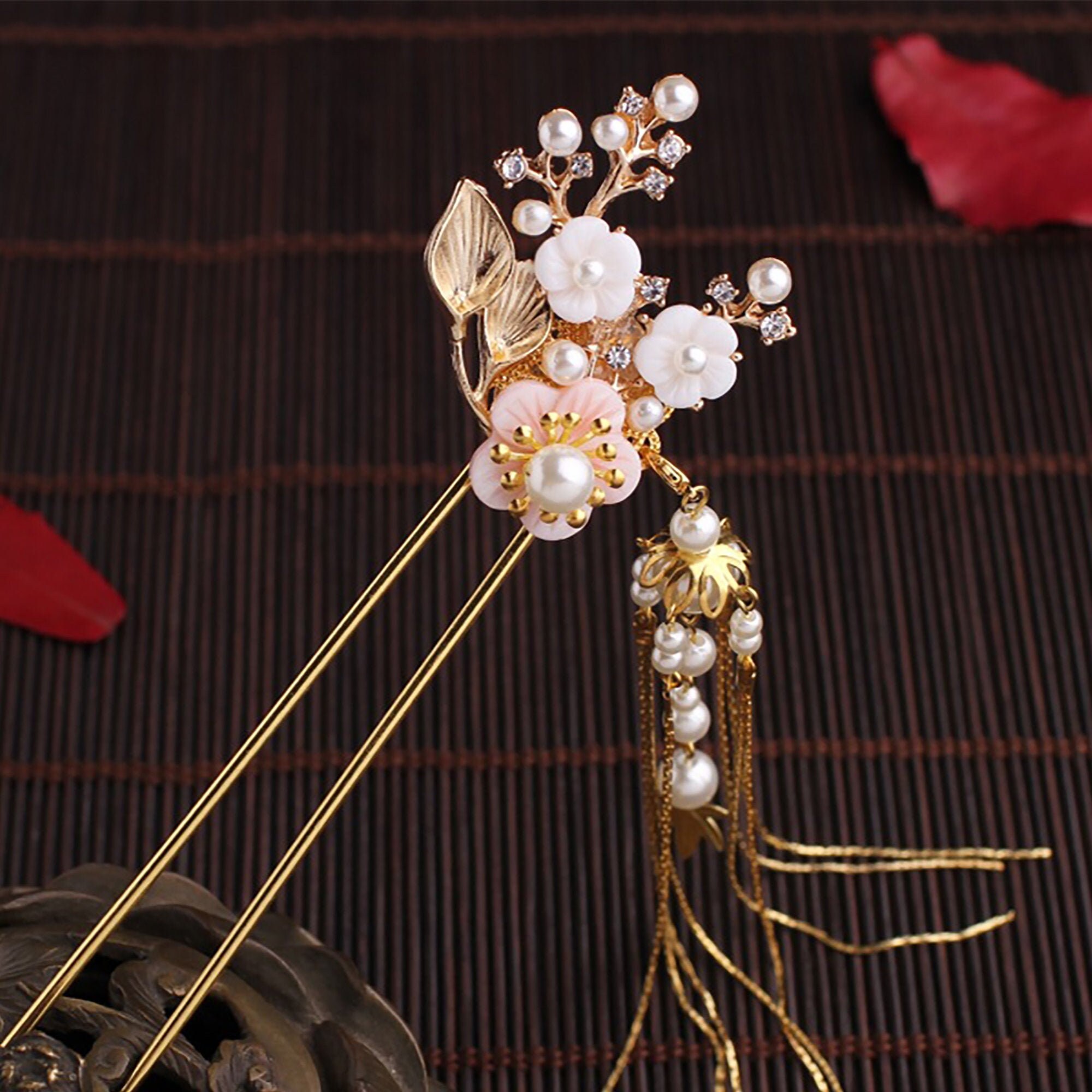 Flower Hairpin Pearl Hairpin Tassel Hairpin Hanfu Hairpin | Etsy