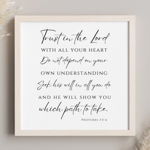Proverbs 3:5-6 Printable Poster, Bible Verse Art