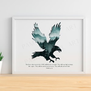 Isaiah 40:31 Eagles Digital Art, Bible Verse Print