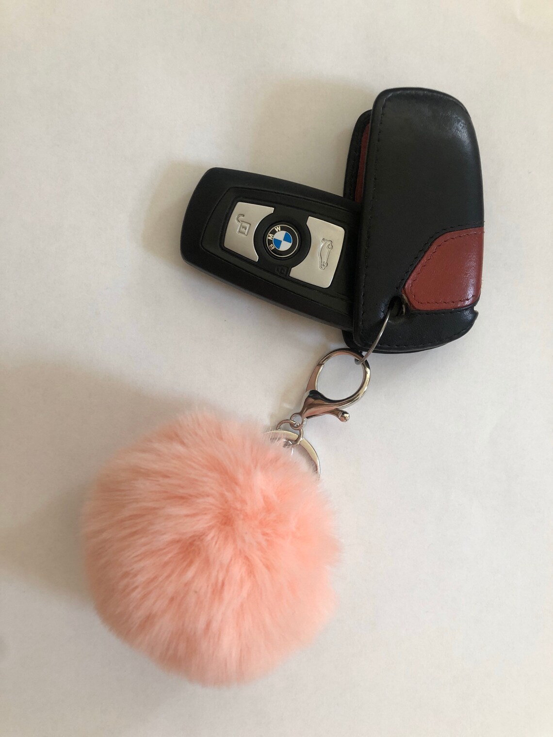 Fuzzy ball keychain Etsy