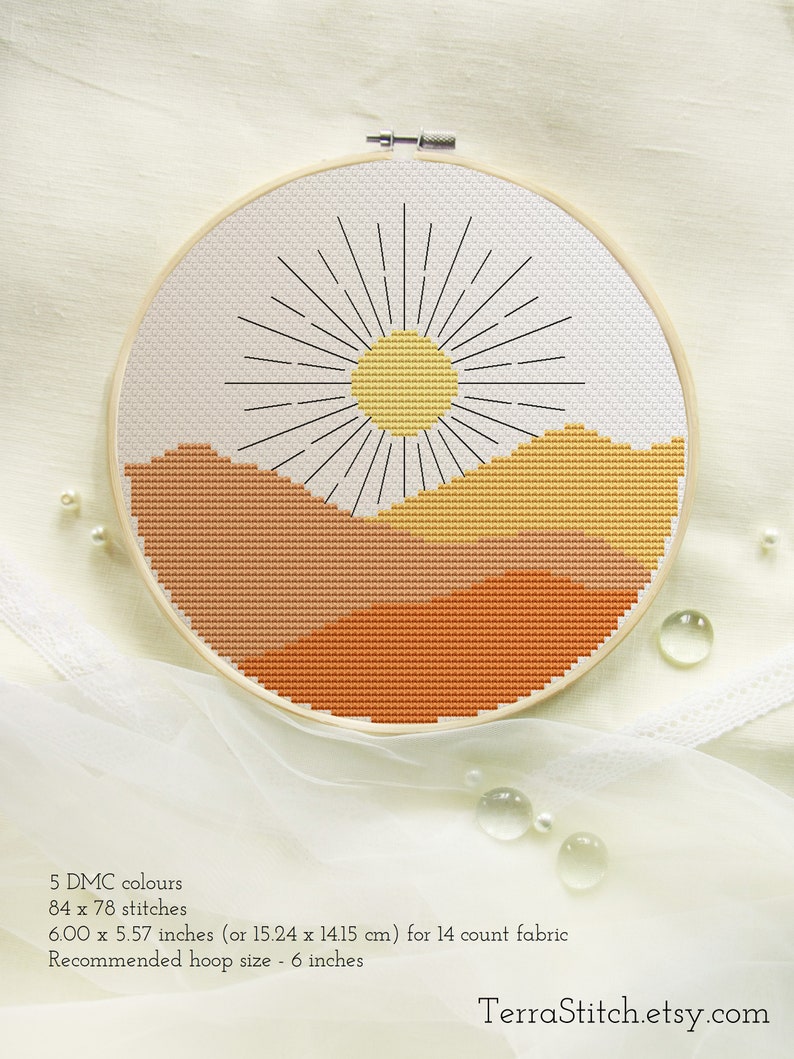 Desert Sun Cross Stitch Pattern Modern Cross Stitch PDF | Etsy