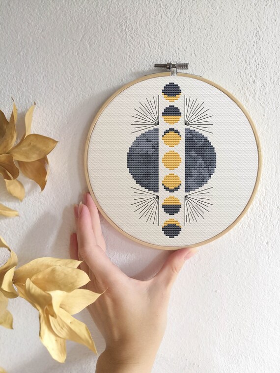 Cross stitch needlepoint kit Moon Phases Art & Collectibles Fiber Arts
