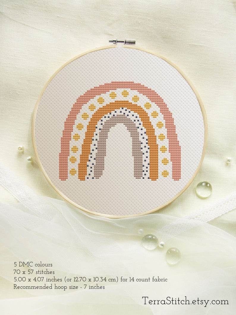 Boho rainbow cross stitch pattern Modern cross stitch PDF for Etsy