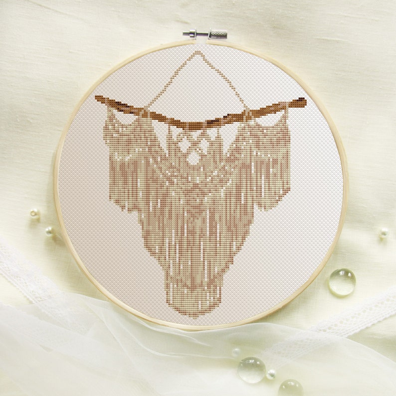 Macrame cross stitch pattern Modern cross stitch PDF Boho Etsy