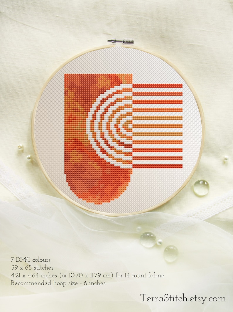 Mid century modern cross stitch pattern PDF Rainbow cross ...