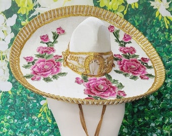 Sombrero de Charro, Sombrero Charro para adulto, Charro hat, Charro accesories, Charros, Sombrero, Flower Charro Hat