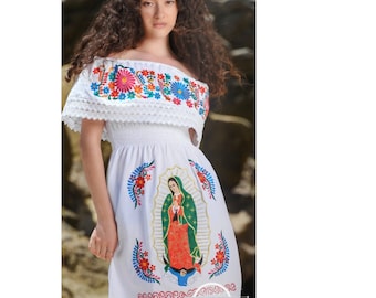 Vestido Mexican Con Imagen De La Virgen De Guadalupe/mexican - Etsy New Zealand Vestido Mexican Con Imagen De La Virgen De Guadalupe/mexican - Etsy New Zealand