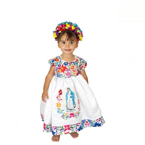 Vestido Virgen de Guadalupe bordado con lentejuela Virgen de Guadalupe, Niña Vestido tradicional