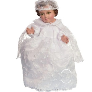 Ropon Blanco /Niño Dios con accesorios Incluidos/Baby Jesus Outfit