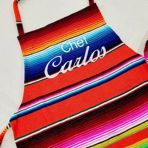 Personalized Apron, Mandil tradicional Mexicano, Traditional Sarepe Apron Delantal Sarape,  Custom Mexican Apron
