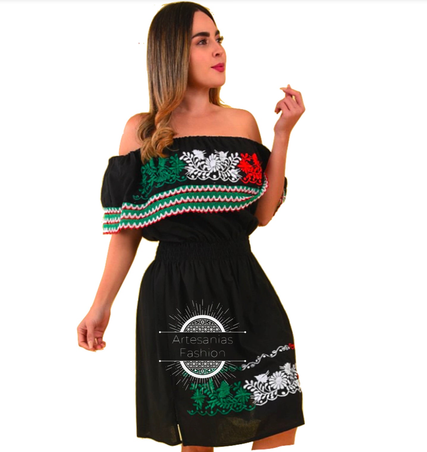 Vestido Mexican Con Los Colores De La Bandera De Mexico - Etsy Israel Vestido Mexican Con Los Colores De La Bandera De Mexico - Etsy Israel