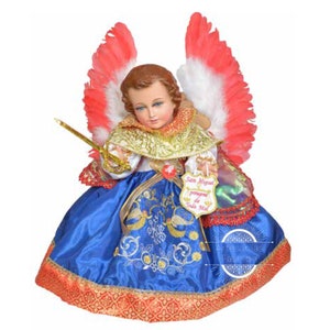 Trajecito de el Arcángel san Miguel para Niño Dios con accesorios Incluidos, Ropon /Baby Jesus Outfit