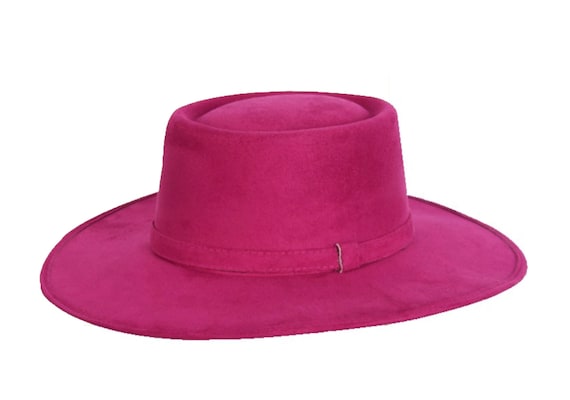 Mexican suade cordobés hat Wide Brim Fedora Hat in Fuchsia Mexican Suede Cordobes Hat: Artisanal Fedora - Etsy Hong Kong main image 2