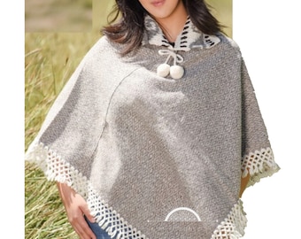 Artisanal Mexican Poncho 100% Lana/Wool Traditional Mexican Poncho Mexican Sweater Cape Fina de Lana
