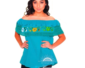 Blusa Mexican con Flores /メキシカン刺繍 Blusa de Manta bordada a mano Blusa Tradicional Mexicana 刺繍シャツ メキシカンフローラブラウス