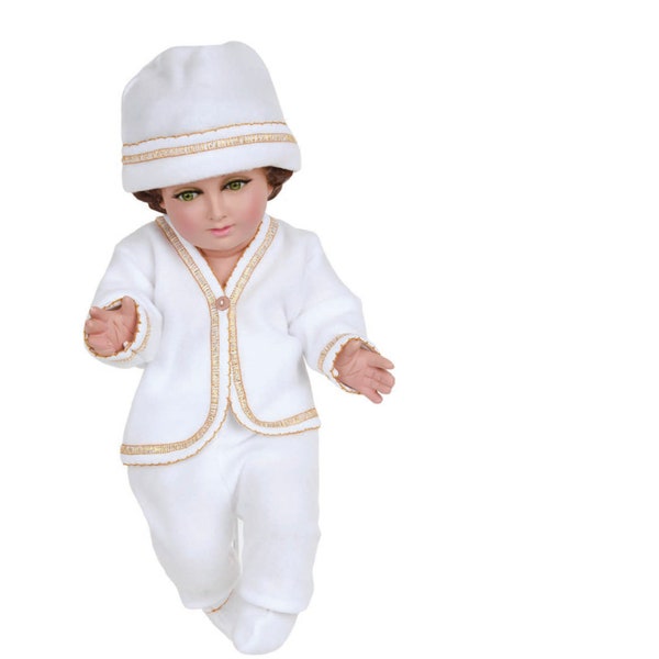 Trajecito Polar con Sabanita y Gorrita/Tejido para Niño Dios con accesorios Incluidos/Baby Jesus Outfit