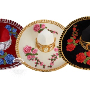 Sombrero de Charro, Sombrero Charro para adulto, Charro hat, Charro accesories, Charros, Sombrero, Flower Charro Hat